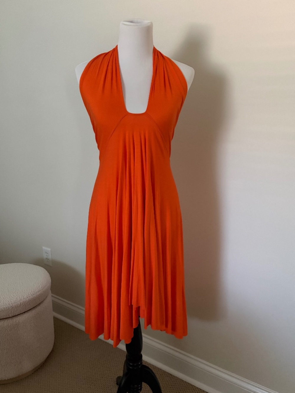 NWOT RACHEL PALLY ORANGE JERSEY MIDI HALTER  DRESS SIZE M .
